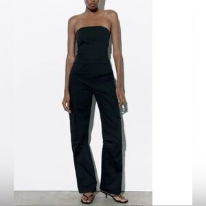 Zara Cargo Pant Jumpsuit in Black